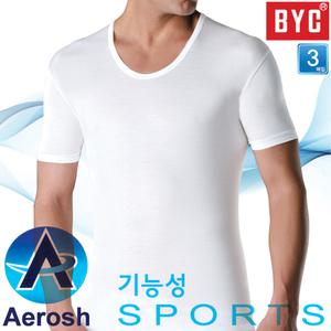 남성 에어로쉬 면 반팔 런닝 라운드 티셔츠 기능성내의 난닝구 언더웨어 빅사이즈 속옷 3매 세트