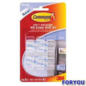 ForU102 3M 코맨드 투명 메모클립 박스 12개 다용도훅 수납용품 후크걸이 벽걸이훅