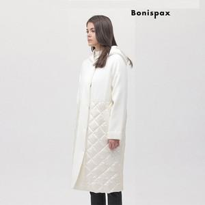 [하프클럽/보니스팍스]덕다운 퀼팅 배색 울혼방 롱 점퍼-MF93JP512