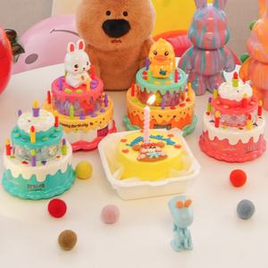 멜로디 케이크 작동완구 토끼 오리 미러볼 장난감 어린이 생일 축하 케익