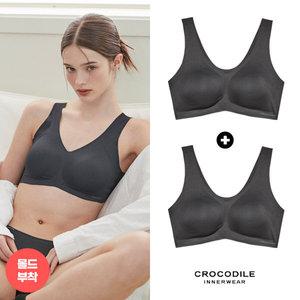 [크로커다일 언더웨어][크로커다일] 라이크라 쉘론 몰드부착 V넥 감탄브라 2종 블랙 CDWBR4O24_2