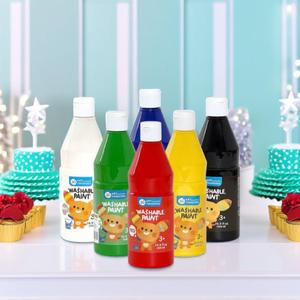 리틀호안미로 워셔블페인트 6색세트 핑거페인트 물에 잘지워지는 물감놀이 어린이 500ml