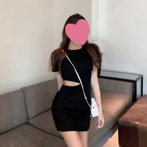 [HYIJMQUY_4B]랩원피스 슬림핏 미니 반팔 여성 여름 데일리