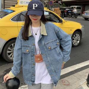 [IXHICQU8_4B]연청 배색 카라 데님 자켓 봄가을 청자켓