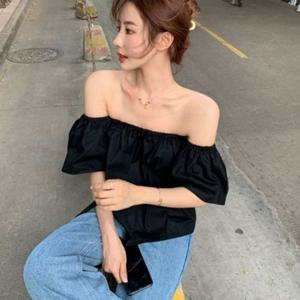 체크블라우스 쉬폰블라우스 베이직 오프숄더 블라우스