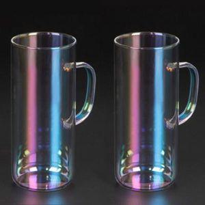 홀로그램 오로라 내열유리 롱 머그컵 430ML 2P세트