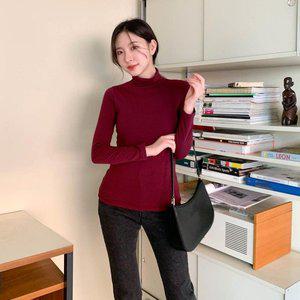 [옷자락]여자 겨울 이너 기모 스판 슬림핏 터틀넥 목 폴라 티셔츠_P350828229