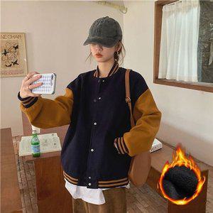 여성 기모 따뜻한 야구점퍼 (WFGSZKQ)