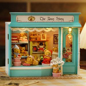 리틀 베어 샵 3D 조립 빌딩 모델 미니 키트 인형 집 DIY 퍼즐 장난감 장식 방 침실