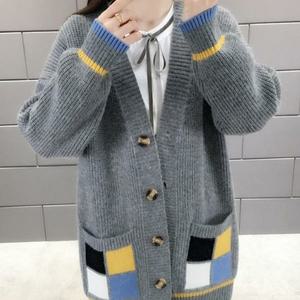 [오노마] ONM 여성 니트 롱 가디건 두꺼운 겨울 루즈핏 단추 가디건