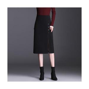 손오공 여자 데일리룩 스커트 정장 모직 키작 하이웨스트 힙스터 미디엄롱 도톰 카멜 KUK3 트임