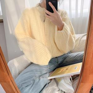 [JHQRNKVU_4B]꽈배기 라운드 캐주얼룩 가디건