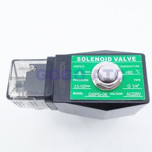 GOGO GSPG-06 양방향 수압 솔레노이드 밸브, 304 N.C 스테인리스강, 1/4 인치 BSP, 220V, 6mm, 150Bar