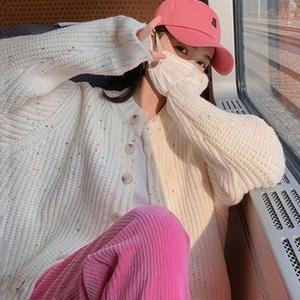 여성 오버핏 두꺼운 니트 가디건 가을 루즈핏 도톰한