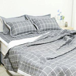 모던체크 시어서커 여름이불 누빔이불+패드+베개커버 침구 세트 슈퍼싱글 SS