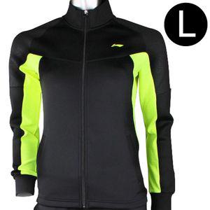 LiNing 스포츠 트레이닝복 여성 상의 긴팔 (검정.라임) (AWDL458-6) (L)여자 트레이닝 기능성 운동 라이딩