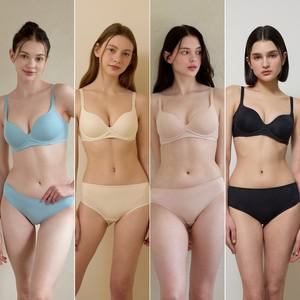 원더브라 Wonderbra 일체형 볼륨 몰드 노와이어 브라팬티 8종세트 블루그레이오트밀베이지블랙 WBW3O010203