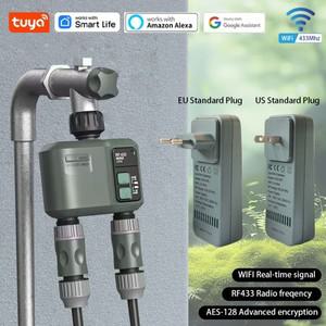 급수타이머 Tuya 스마트 WIFI  RF433 2 콘센트 워터 타이머 자동 물방울 관개 컨트롤러 워터 밸브 정원 자