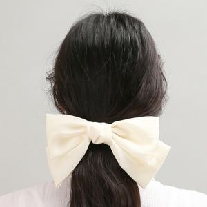 슈슈앤 실크 빅리본 자동 헤어핀 뷰티 머리핀(아이보)