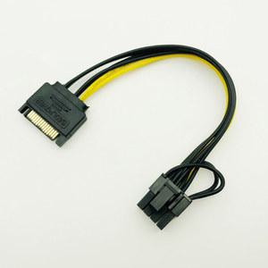 호환 8핀 6 2 케이블 전원 새로운 공급 그래픽 남성 카드용 8핀 15핀 장치 20cm 18AWG 5PCS SATA 와이어 PCI-E