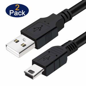 미니 USB 케이블 2.0 A 타입 TO 미니 B 충전기 코드 GARMIN NUVI GPS HERO 3 + HERO 4 PS3 플스 호환호환용컨트롤러와 호환 2 팩 0FT