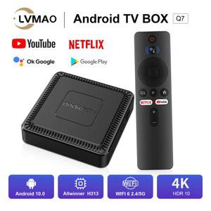 크롬캐스트 LVMAO 안드로이드 스마트 TV 박스 Q7 NETFLIX YOUTUBE H313 쿼드 코어 구글 보이스 듀얼 4G 5G 와이파이 4K BT5 셋톱박스
