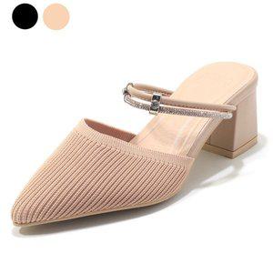 갤러리아 세라 여성 소가죽 니트 콤비 투웨이 뮬 샌들힐 C24M005 분홍 5CM