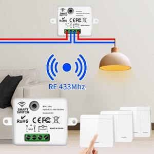 투야 스마트봇RF 433MHz 무선 조명 스위치 220V 110V 10A 릴레이 제어 123Gang 패널 전구 샹들리에에 대 한