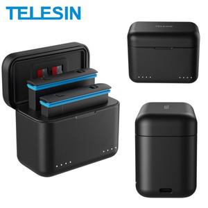Insta360 X3 X4 배터리 충전기 용 TELESIN 휴대용 케이스 TF 카드 보관함 허브 TypeC 듀얼 슬롯
