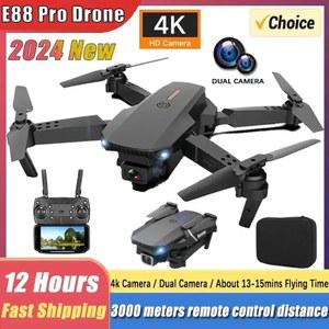 E88Pro RC 드론 FPV 헬리콥터 HD 1080P 접이식 4K 앞치마 광각 높이 유지 전문가용 와이파이 카메라 듀얼
