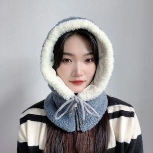 뽀글이 후드 넥워머(블루) 모자목도리 여성선물 크리스마스 여자친구 머플러 겨울