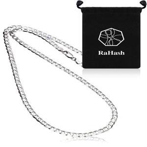 [RaHash] 목걸이 체인 남성 키헤이 실버 925 브랜드 [은 6면 컷 폭 3mm] [50cm]