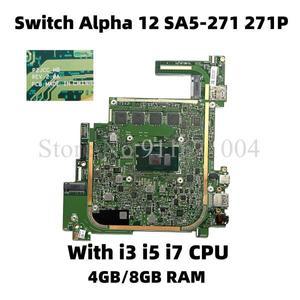 P2JCC_MB REV:2.0A PCB 메인보드, 에이서 스위치 알파 12 SA5-271 271P N16P3 노트북 i3 i5 i7 CPU, 4GB, 8
