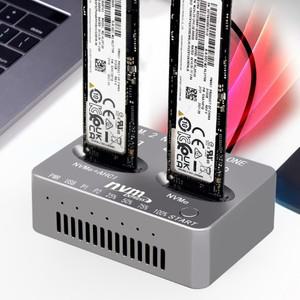 NVME 도킹 스테이션 Gen2X 20Gbps 듀얼 베이 M.2 SSD 복제 USB3.2  C 외장형 하드 디스크 박스 M/B M 키 M.