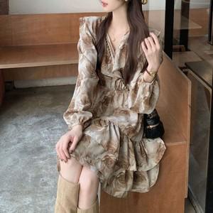 [하프클럽/셀러허브_여성트랜드패션]F007363_플라워패턴 플레어 쉬폰원피스
