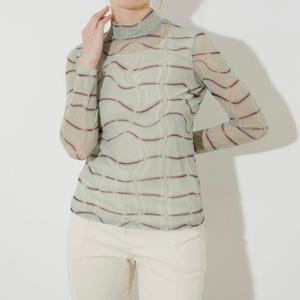 인디안웰메이드 데일리스트 여성 반넥 물결프린트 티셔츠 4 S 2179