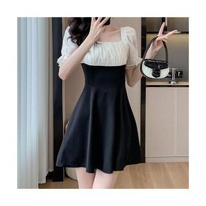 5296(S~XL)비즈에샤 소매 쉬폰퍼프 A라인미니원피스 하객룩 면접 정장원피스 데일리 여친룩