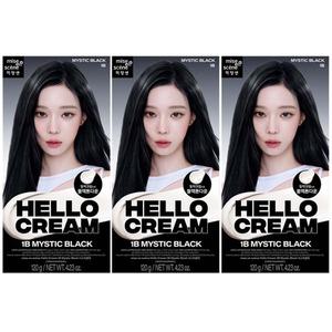 미쟝센 헬로크림 염색약 1B 미스틱블랙x3개 시크 확실한톤다운 완벽새치커버 얼룩커버