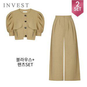 [인베스트]퍼프소매블라우스+와이드팬츠세트_INI4M1BL5411