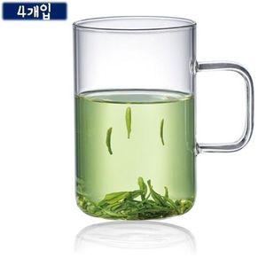 머그컵 손잡이 유리 머그잔-500mL 4p 약8x12.5cm 머그잔