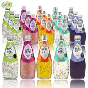 웰 바질시드 드링크290ml  백포도 4개+패션푸르트 4개+망고 4개+리치 4개+블루베리 4개 (총20개) 유튜브주스음료수과일