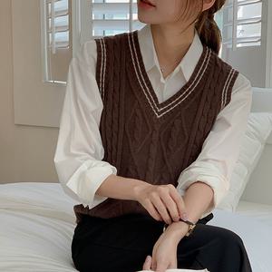 [코코블랑] 더블 스티치 니트 베스트
