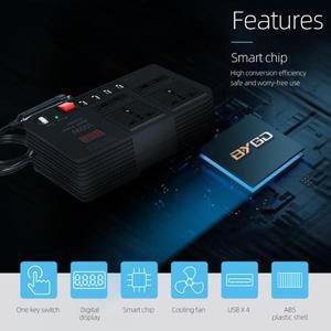 차량용 인버터 12V-220V 전력 변환기, 4 USB 포트, 자동 충전기, 300W 수정