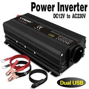 차량용 인버터, 듀얼 USB 수정 사인파, 휴대용 충전기 컨버터 어댑터, 전원 12V ~ 220V, 2000W, 1500W, 300