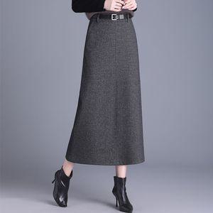 여자 정장 스커트 모직 롱 슬릿 A라인 원픽1