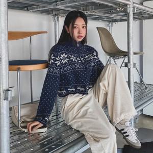 [다잇템] 여자 FW 집업 노르딕 폴라넥 그런지 니트