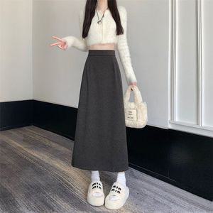 여자 정장 스커트 추동 도트 모직 하이웨스트 슬림 A라인 뒷트임 랩 롱 원픽4