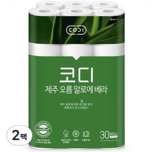 코디 3겹 제주 오름 알로에 베라 화장지 30m 30개입, 2개 one option