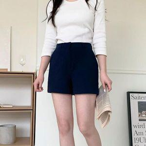 [하프클럽/다잇템_패션]여자 다크컬러 하프슬랙스 심플 슬림 반바지