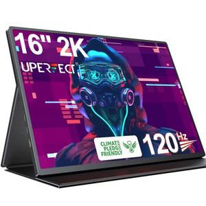 UPERECT 2K 120HZ 휴대용 게이밍 모니터, 16인치 2560X1600 QHD 모니터 HDR 프리싱크 노트북 VESA 및 스마트 케이스 매트 IPS 아이 케어 외장 세컨드 스크린 PC폰 게임 콘솔용